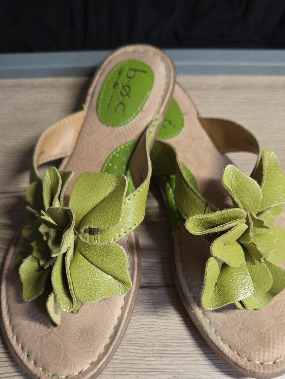 b.o.c. Lime Green Floral Slip-On Sandals